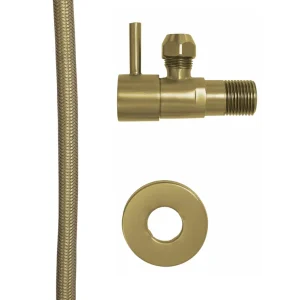 Minimal hoekstopkraan 1/2"x3/8" met flexibele aansluitslang 1/2"x3/8" 25 cm geborsteld messing